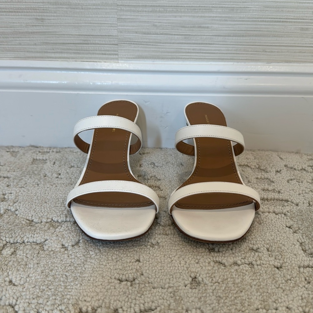 Mansur Gavriel white kitten heel sandals, size 36.5/6.5